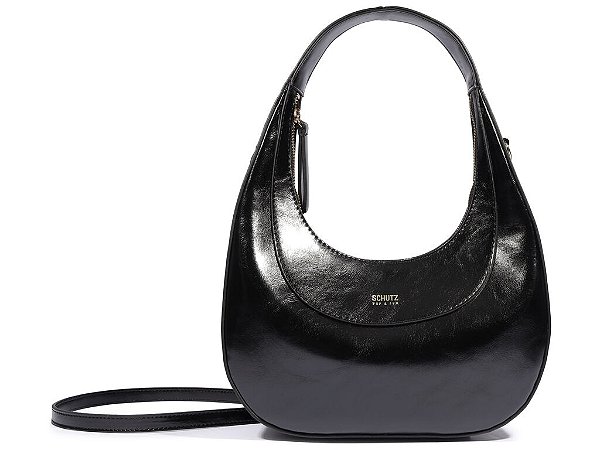 Bolsa Média Hobo Couro Ziper Alça Grande Schutz Preto