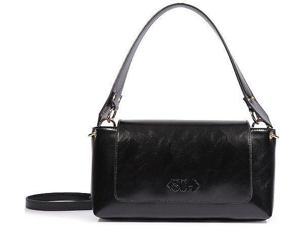 Bolsa Média Shoulder Couro SHC Alça Schutz Preto