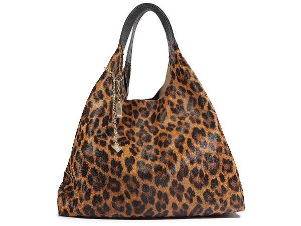 Bolsa Grande Alça Couro Animal Print Hobo Schutz Preto