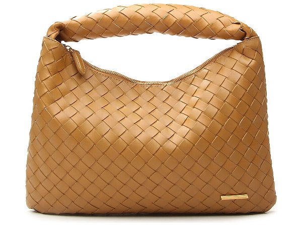 Bolsa Media Ziper Tresse Couro Hobo Vicenza Camel