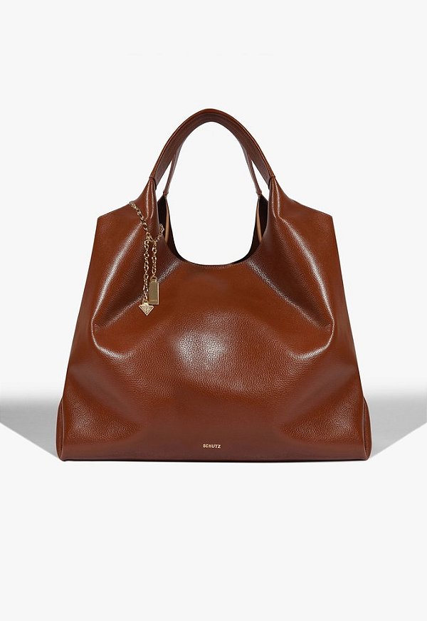 Bolsa Grande Couro Hobo Agnes Since 95 Schutz Camel