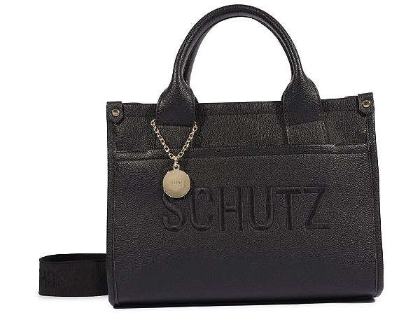 Bolsa Feminina Média Couro Alça Tecido Schutz Preto