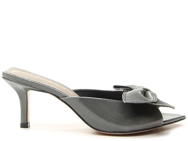 Tamanco Feminino Bico Folha Laço Vicenza Cinza