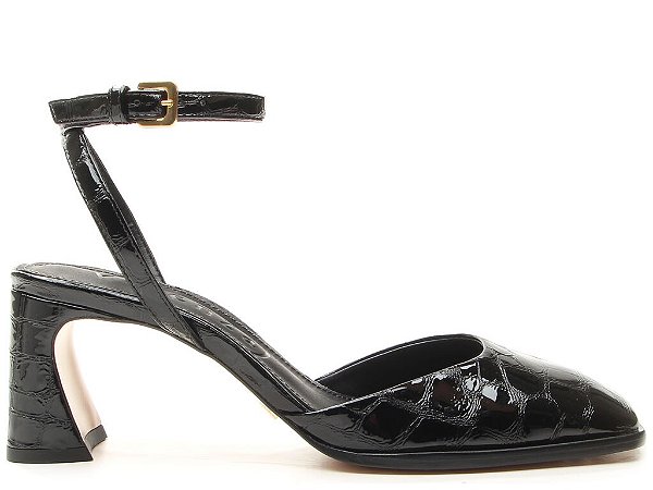 Scarpin Gales Slingback Croco Fivela Vicenza Preto