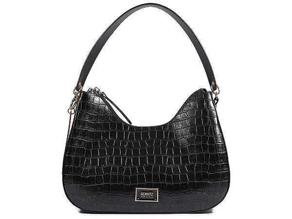 Bolsa Feminina Média Hobo Croco Dupla Alça Schutz Preto