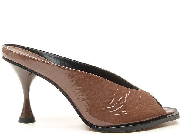 Tamanco Feminino Salto Taça Verniz Vicenza Marrom