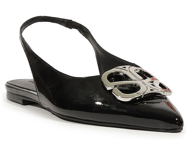 Sapatilha Slingback Bico Fino Logomania Schutz Preto