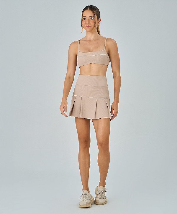 Saia Feminina Sobreposta RIB Com Pregas Alto Giro