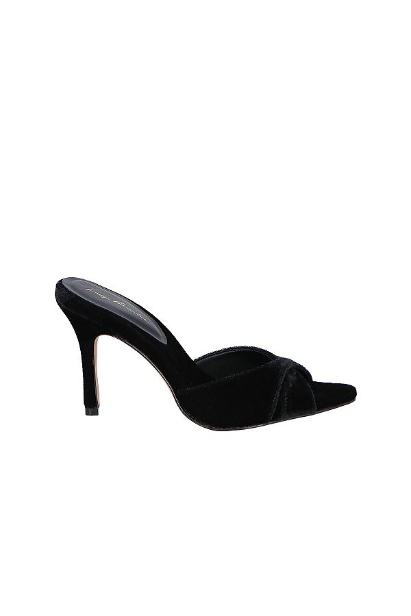 Tamanco Feminino Mule Salto Fino Veludo Luiza Barcelos Preto