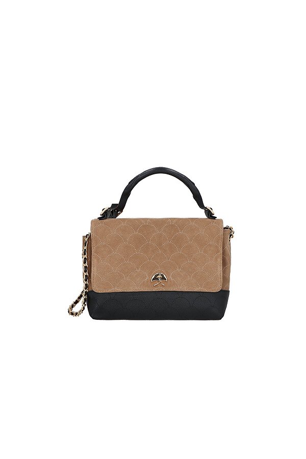 Bolsa Feminina Média Couro Camurça Logomania Alça Mão Luiza Barcelos Fendi