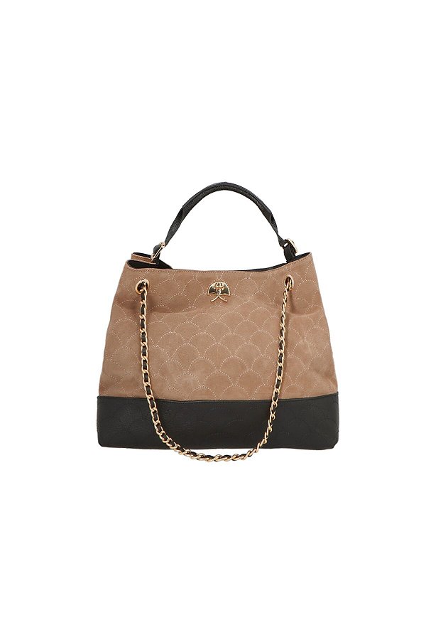 Bolsa Feminina Média Camurça Couro Logomania Luiza Barcelos Fendi