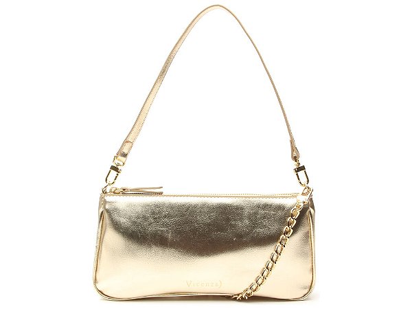 Bolsa Pequena Alça Corrente Metalizada Vicenza Dourado