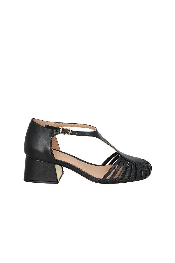 Sandália Feminina Salto Bloco Fivela Luiza Barcelos Preto