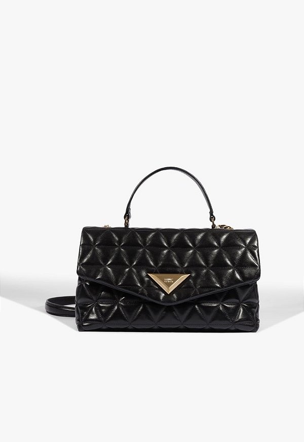 Bolsa Média Corrente Logomania Couro Schutz Preto