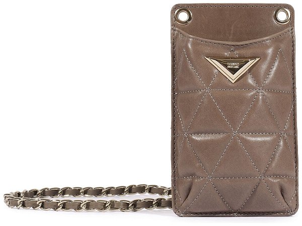 Porta Celular Couro Logo Mania Corrente Schutz  Coffe