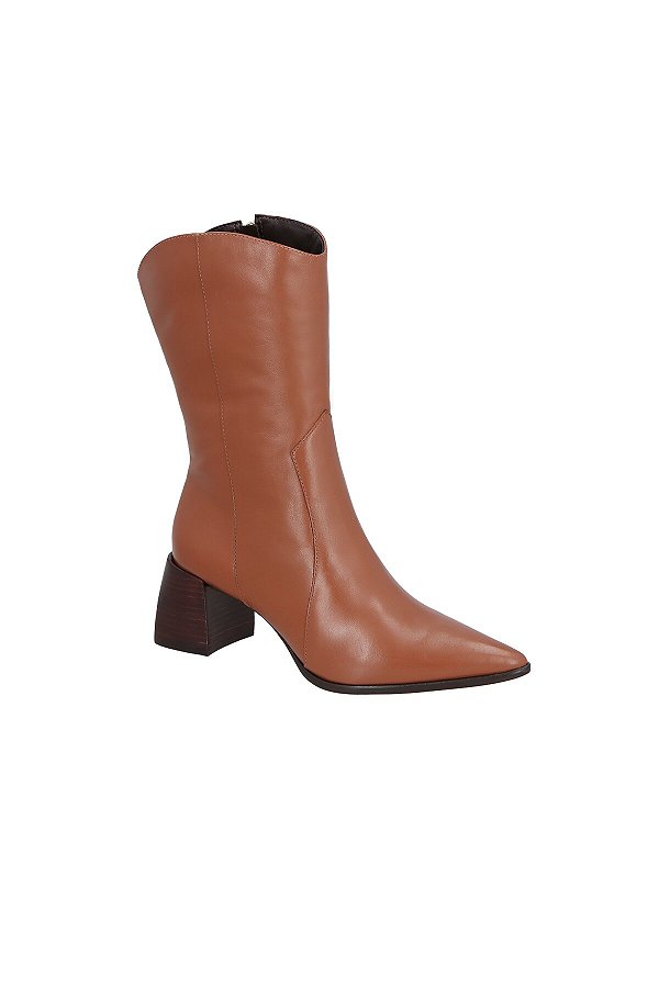 Bota Grase Cano Médio Couro Luiza Barcelos Marrom