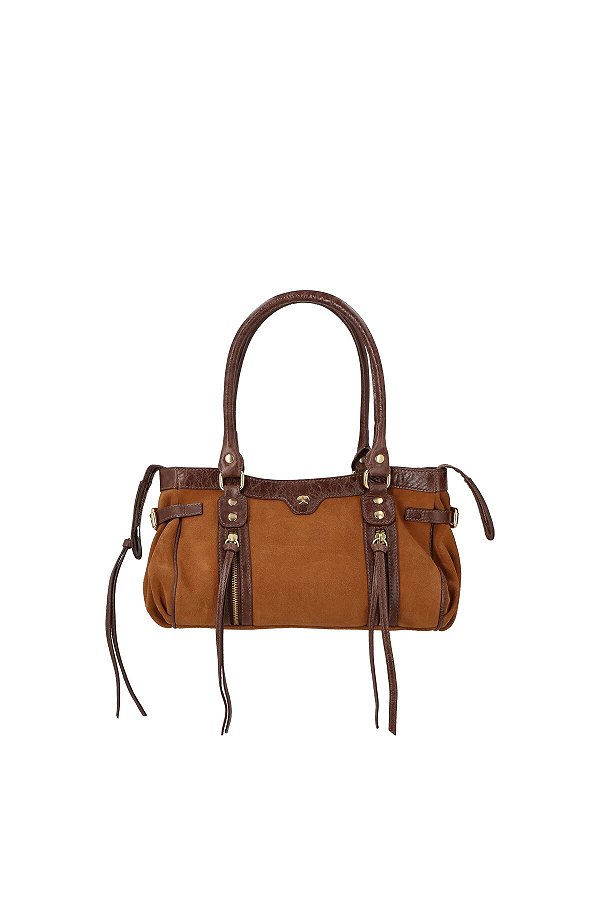 Bolsa Grande Baguete Multimaterial  Luiza Barcelos Marrom