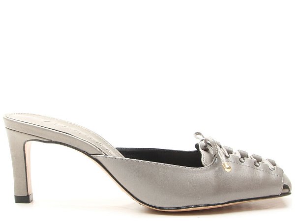 Mule Feminino Laço Couro Salto Fino Vicenza Cinza