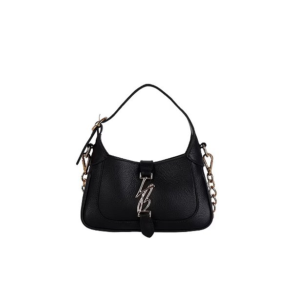 Bolsa Feminina Média Corrente Fecho LB Luiza Barcelos Preto