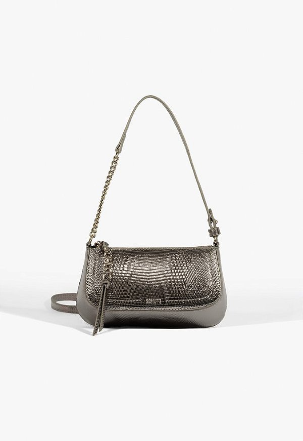 Bolsa  Tiracolo Pequena Tina Couro Schutz Prata