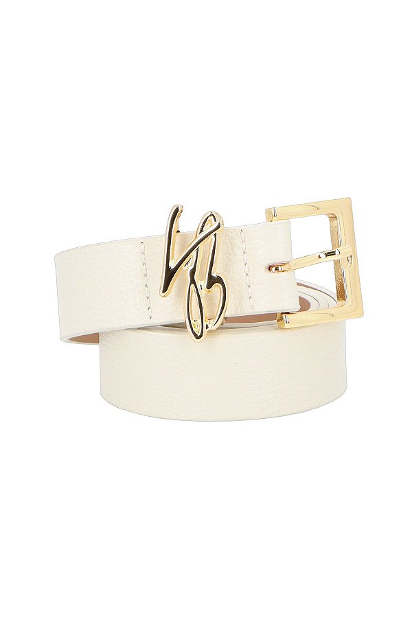 Cinto Couro Passante Logo Luiza Barcelos Off White