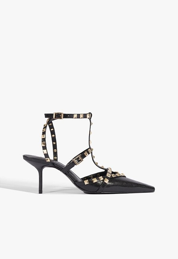 Scarpin Studs Miorle Couro Schutz Preto