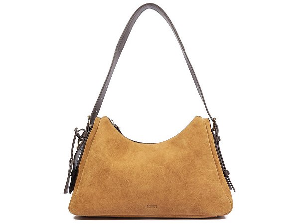 Bolsa Média Shoulder Iron Suede Napa Schutz Cuoio Brown