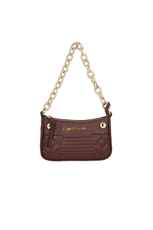 Bolsa Feminina Pequena Tiracolo Alça Corrente Logo Luiza Barcelos Coffee