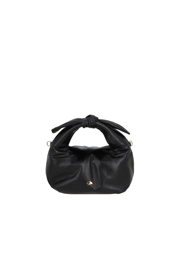 Bolsa Hobo Média Couro Com Nó Luiza  Barcelos Preto