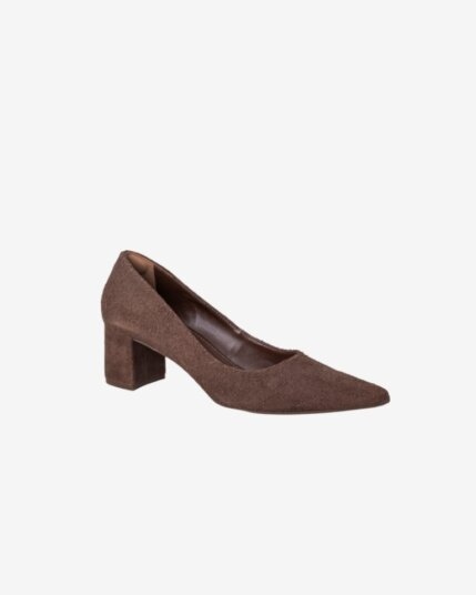 Scarpin Lúcia Camurça Mocha Mood MYSB Marrom