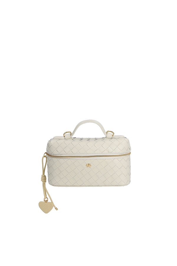 Bolsa Pequena Vanity Em Couro Off White Tressê Com Charm Luiza Barcelos
