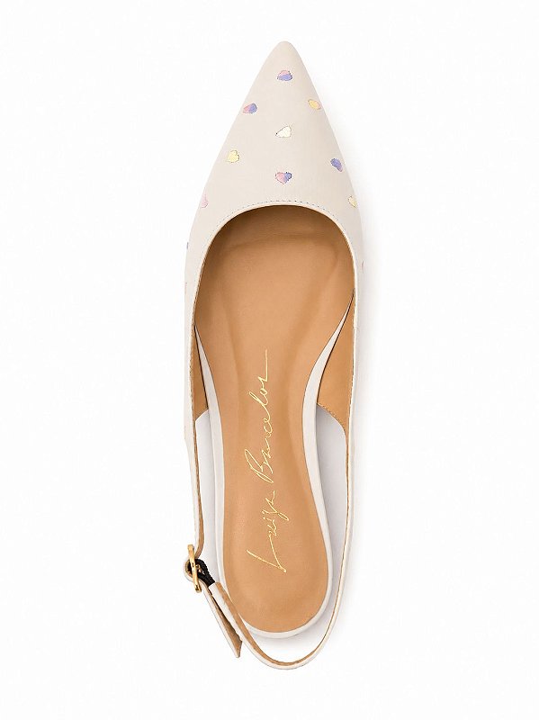 Sapatilha Slingback Em Couro Luiza Barcelos Off White