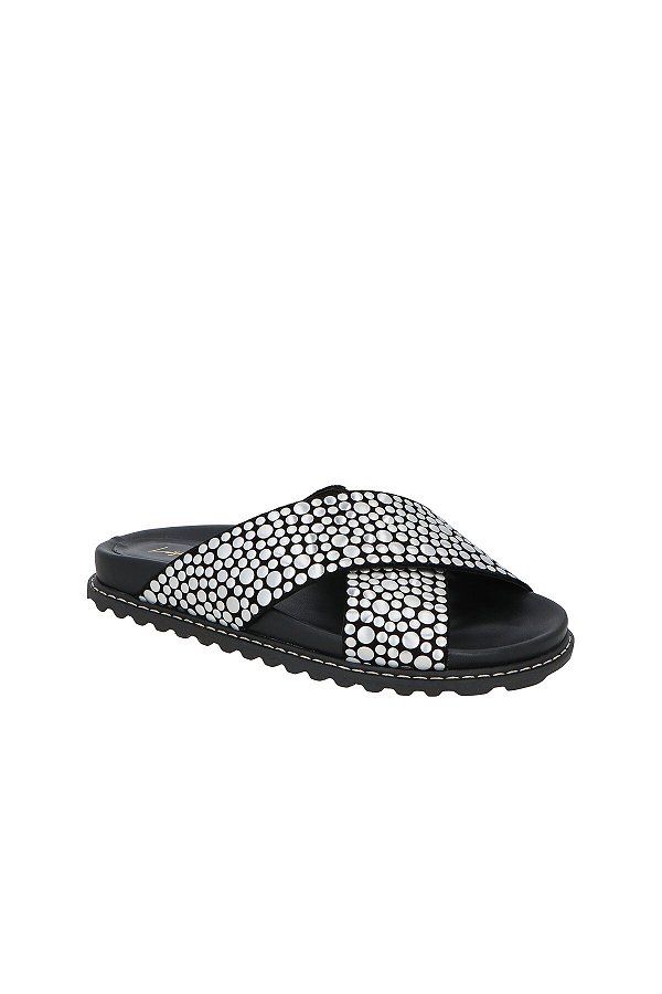 Papete Couro Com Tachas Metal Luiza Barcelos Preto