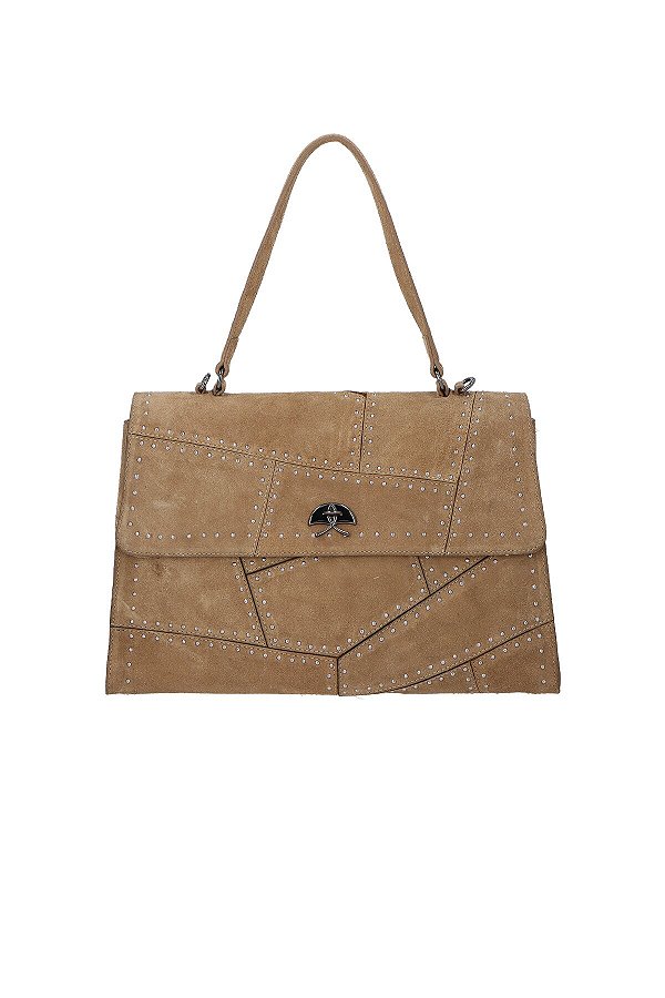 Bolsa Grande Com Tachas Camurça Luiza Barcelos Fendi