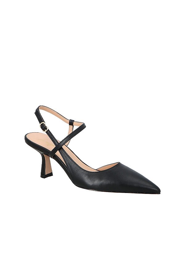 Scarpin Slingback Salto Taça Bico Fino  Luiza Barcelos Preto