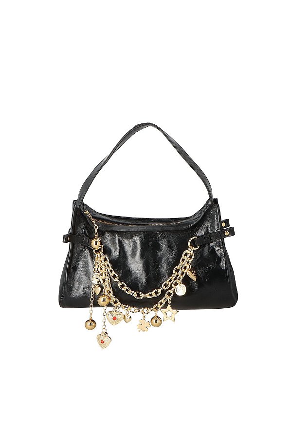Bolsa Média Charms Alça Couro Luiza Barcelos Preto