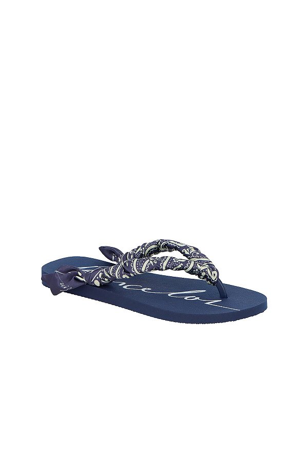 Chinelo Plataforma Lenço Multimaterial Luiza Barcelos Azul Marinho