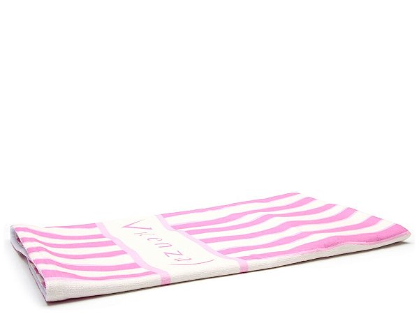Toalha Tecido Listrado Logo Bicolor Vicenza Rosa