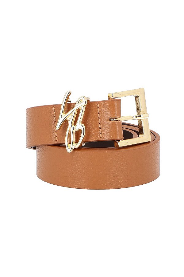 Cinto Feminino Tira Média Fivela Logomania Luiza Barcelos Camel