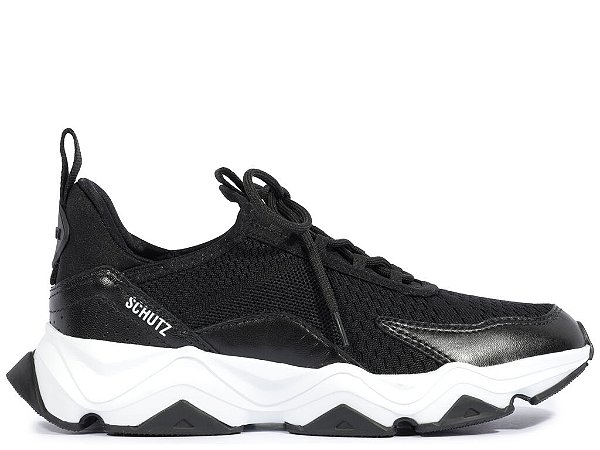 Tenis Cadarço Multimaterial Logo Schutz Preto
