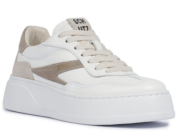 Tenis Couro Cadarço Camurça Plataforma Schutz Branco