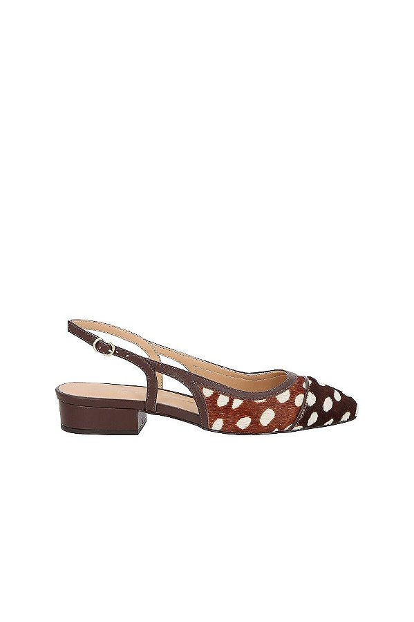 Sapatilha Slingback Animal Print Bambi Luiza Barcelos Marrom