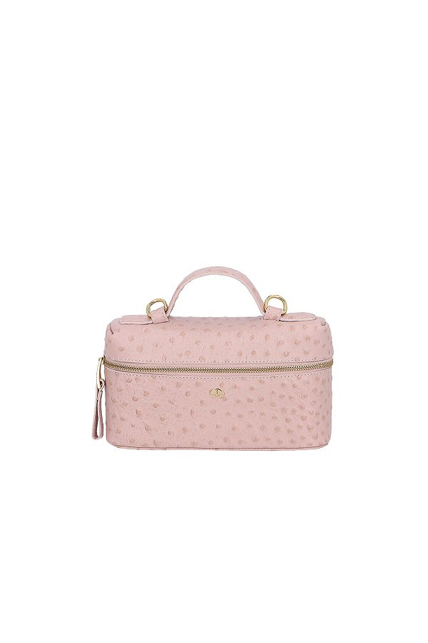 Bolsa Pequena Alça Chaveiro Avestruz Luiza Barcelos Rosa