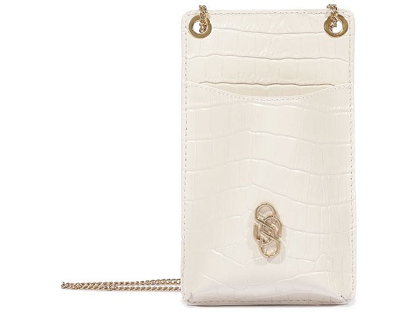 Porta Celular Couro Logotipo Dourado Schutz Off White