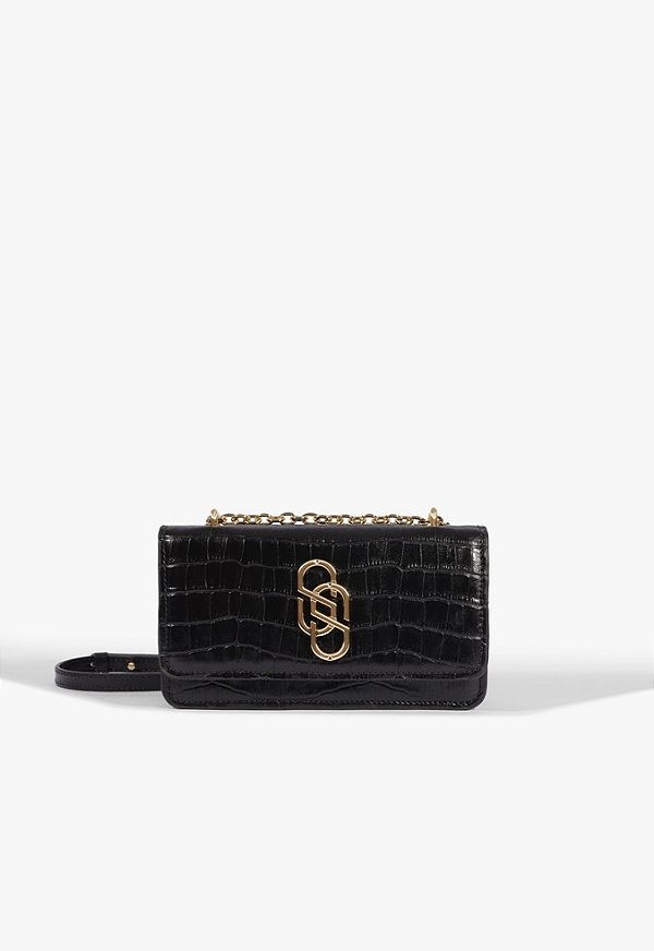 Bolsa Prequena Tiracolo Soul Wood Croco Schutz Preto