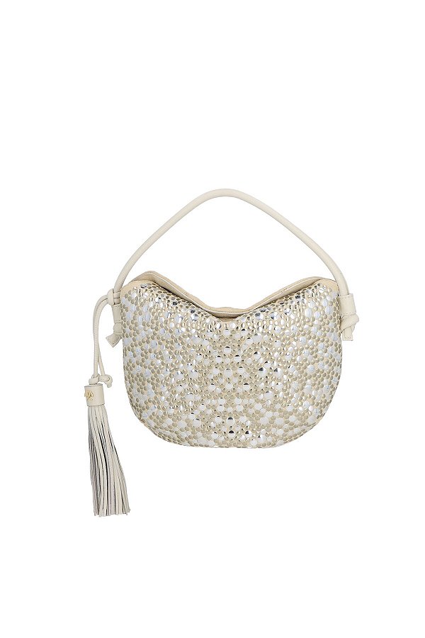 Bolsa Pequena Com Tachas Alça Luiza Barcelos Off White