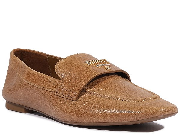 Mocassim Bico Quadrado Couro Marrom Schutz
