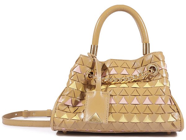 Bolsa Média Em Couro Satchel Schutz Nude