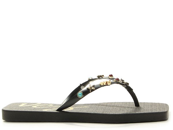 Flat Chinelo Flip Flop Preto Estrela Vicenza