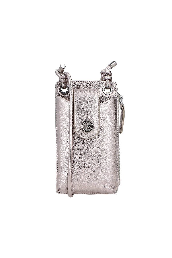 Mini Bolsa Porta Celular Couro Luiza Barcelos Chumbo